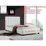 King Single PU Leather Deluxe Bed Frame White - Low Angle