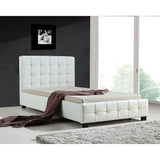 King Single PU Leather Deluxe Bed Frame White - Front View