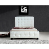 King Single PU Leather Deluxe Bed Frame White - Side View