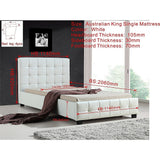 King Single PU Leather Deluxe Bed Frame White - 45-Degree Angle