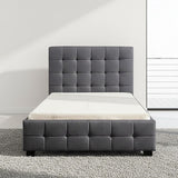 King Single Linen Fabric Deluxe Bed Frame Grey - Side View