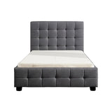 King Single Linen Fabric Deluxe Bed Frame Grey - Rear View