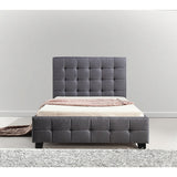 King Single Linen Fabric Deluxe Bed Frame Grey - Side View