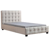 King Single Linen Fabric Deluxe Bed Frame Beige
