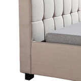 King Single Linen Fabric Deluxe Bed Frame Beige - Top-Down View