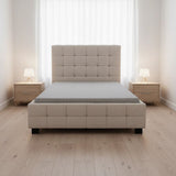 King Single Linen Fabric Deluxe Bed Frame Beige