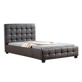 King Single PU Leather Deluxe Bed Frame Brown - Extra Image