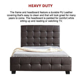 King Single PU Leather Deluxe Bed Frame Brown - Extra Image