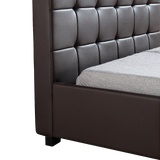 King Single PU Leather Deluxe Bed Frame Brown - Top-Down View