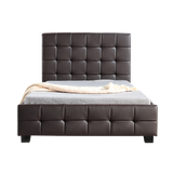 King Single PU Leather Deluxe Bed Frame Brown - Top-Down View