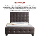 King Single PU Leather Deluxe Bed Frame Brown - Rear View