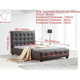 King Single PU Leather Deluxe Bed Frame Brown - Close-Up Angle