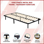 King Single Metal Bed Frame - Bedroom Furniture