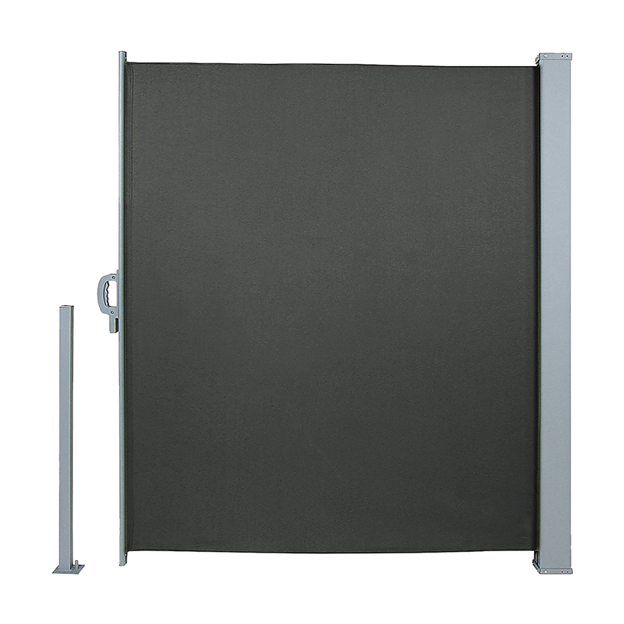 Grey retractable side awning shade, 1.8 x 3m, polyester with steel frame