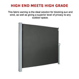 1.8X3M Retractable Side Awning Shade - Low Angle