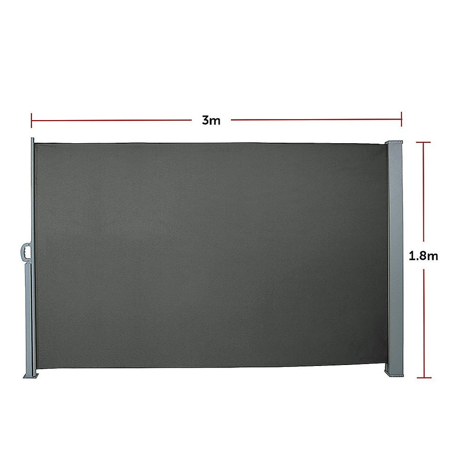 Grey retractable side awning shade, 1.8 x 3m, polyester with steel frame, image 9