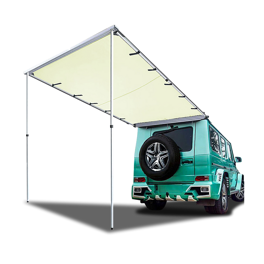 Beige car side awning roof, 1.4m x 2m, 420D Oxford canvas