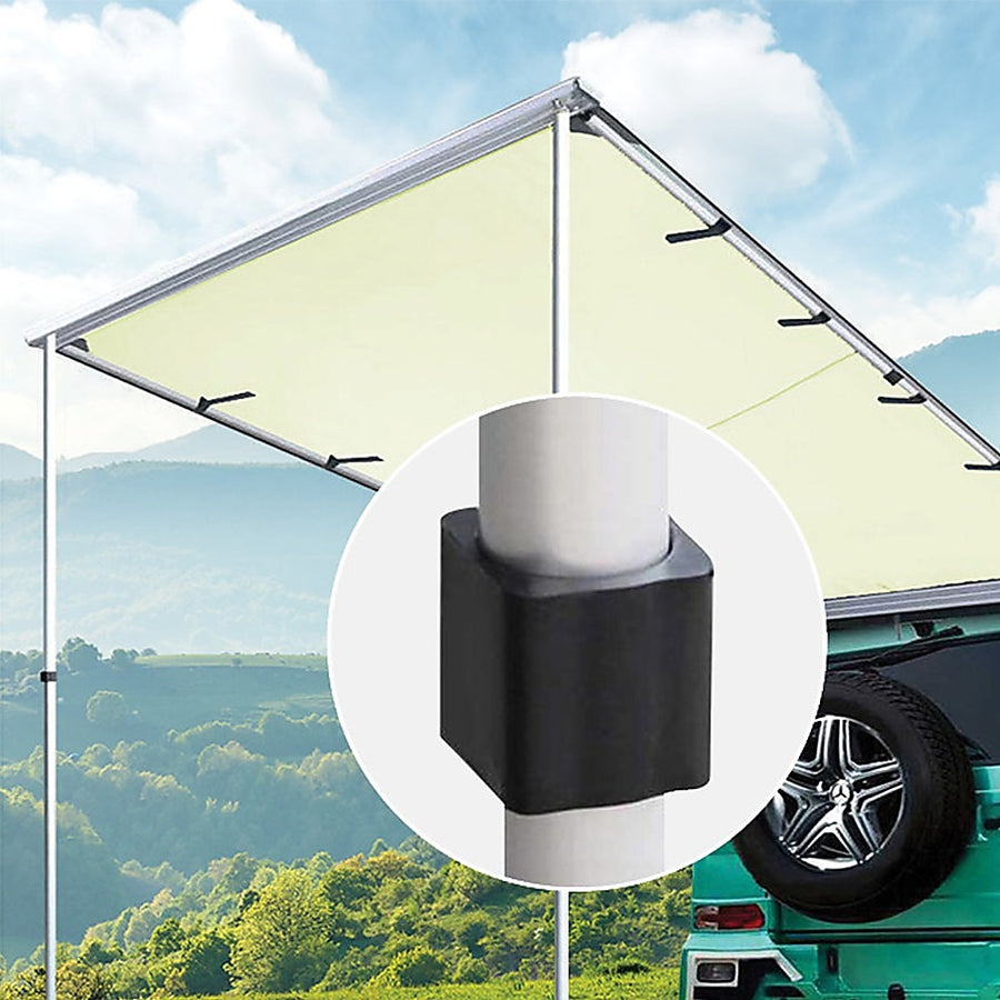 Beige car side awning roof, 1.4m x 2m, 420D Oxford canvas, ropes and pegs