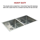 865x440mm Handmade Stainless Steel Undermount / Topmount Kitchen Sink with Waste