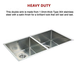 865x440mm Handmade Stainless Steel Undermount / Topmount Kitchen Sink with Waste - Extra Image