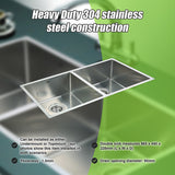 865x440mm Handmade Stainless Steel Undermount / Topmount Kitchen Sink with Waste - Rear View