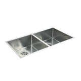 865x440mm Handmade Stainless Steel Undermount / Topmount Kitchen Sink with Waste - Close-Up Angle