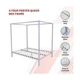 4 Four Poster Queen Bed Frame - Side View