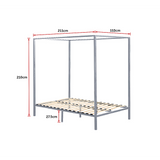 4 Four Poster Queen Bed Frame - Rear View