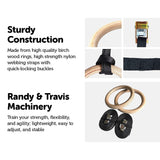 Birch Wood Gymnastic Rings - 45-Degree Angle