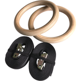 Birch Wood Gymnastic Rings with Adjustable Straps  Strength & Calisthenics Training