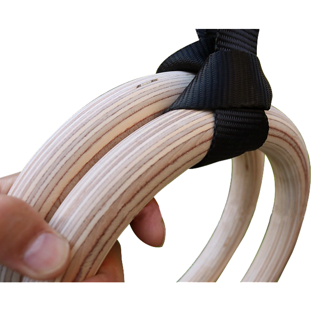 Birch Wood Gymnastic Rings with Adjustable Straps  Strength & Calisthenics Training
