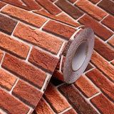 10m 3D Red Brick Print Theme Wallpaper - 45-Degree Angle
