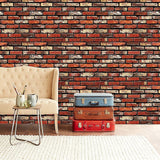 10m 3D Red Brick Print Theme Wallpaper - Rear View