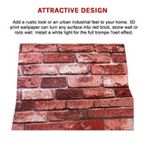 10m 3D Red Brick Print Theme Wallpaper - Close-Up Angle