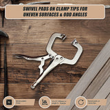 10pc Heavy Duty Steel C-Clamps 6 Mig Welding Locking Plier Vice Grip - Low Angle