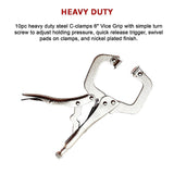 10pc Heavy Duty Steel C-Clamps 6 Mig Welding Locking Plier Vice Grip - Extra Image