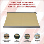 4.0m x 3.0m Retractable Folding Arm Awning Heavy Duty Full Cassette Motorised, image 3