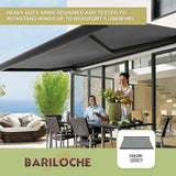 5.0m x 3.0m Retractable Folding Arm Awning Heavy Duty Full Cassette Motorised - Low Angle