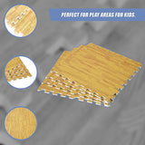 12 Tiles EVA Fitness Home Yoga Gym Interlocking Floor Puzzle Mat - Wood Colour - Rear View