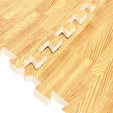12 Tiles EVA Fitness Home Yoga Gym Interlocking Floor Puzzle Mat - Wood Colour - 45-Degree Angle