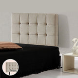 Linen Fabric Single Bed Deluxe Headboard Bedhead - Beige - Front View