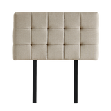 Linen Fabric Single Bed Deluxe Headboard Bedhead - Beige - Top-Down View