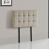 Linen Fabric Single Bed Deluxe Headboard Bedhead - Beige - 45-Degree Angle