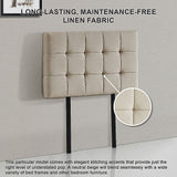 Linen Fabric Single Bed Deluxe Headboard Bedhead - Beige - Low Angle