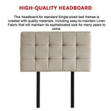 Linen Fabric Single Bed Deluxe Headboard Bedhead - Beige - Extra Image