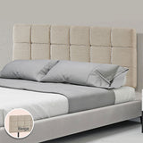 Linen Fabric Double Bed Deluxe Headboard Bedhead - Beige - Front View