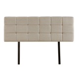 Linen Fabric Double Bed Deluxe Headboard Bedhead - Beige - Rear View