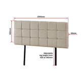 Linen Fabric Queen Bed Deluxe Headboard Bedhead - Beige