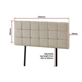 Linen Fabric Queen Bed Deluxe Headboard Bedhead - Beige - Extra Image