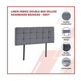 Linen Fabric Double Bed Deluxe Headboard Bedhead - Grey - Side View